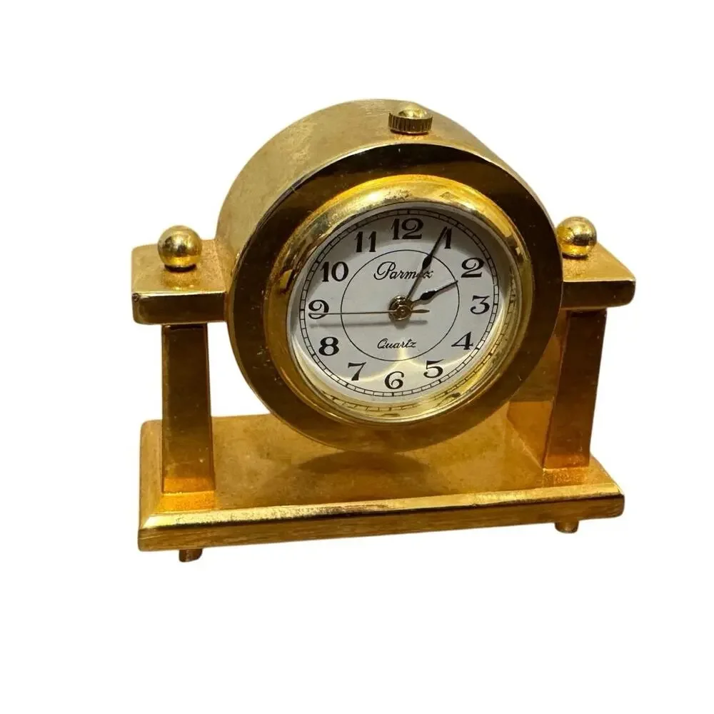 Vintage Miniature Parmex Desk Clock Quartz Japan Mantle Clock Style Cute